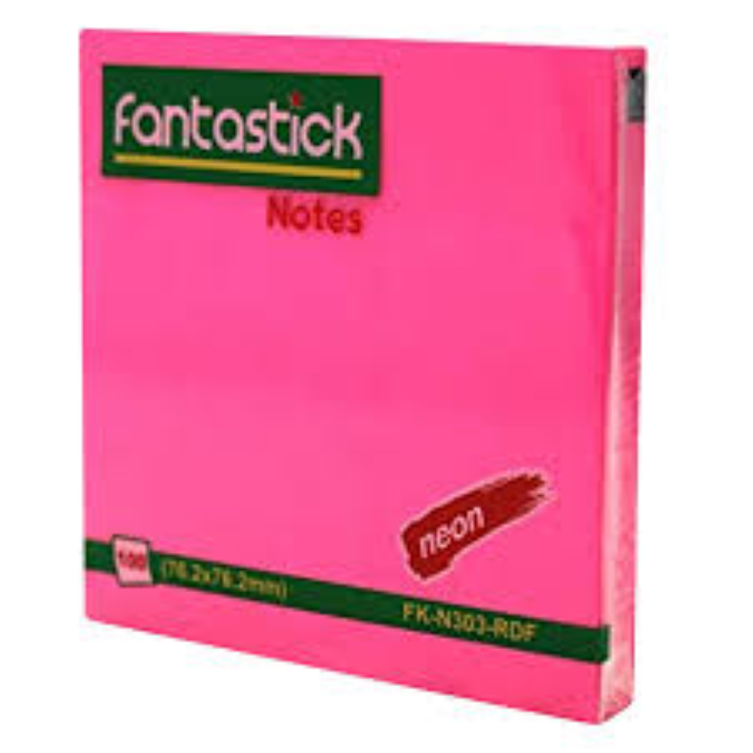 Fantastick Stick Notes 3"x3" Fluor Red FK-N303-RDF